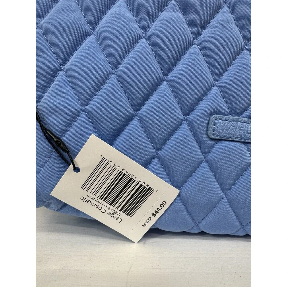 Vera Bradley Large Cosmetic Bag Periwinkle Blue Quilted Travel Makeup Case NWT
